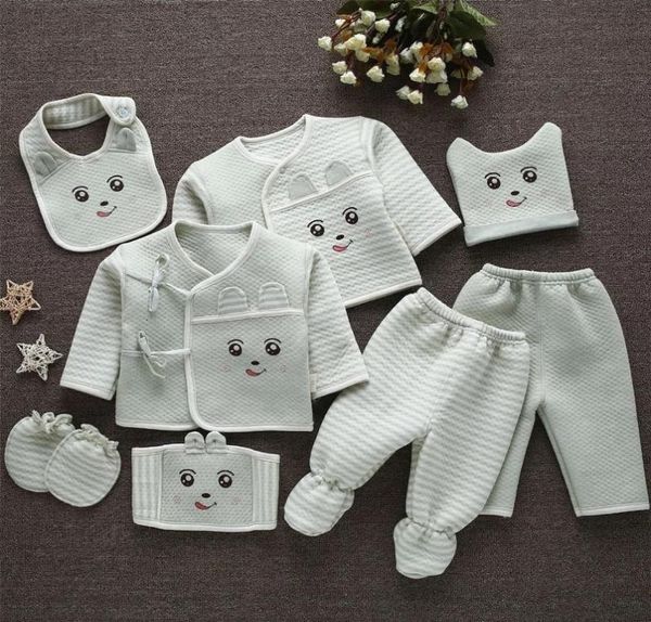 Emotion Moms 8pcsset Одежда для младенцев 03M Костюмы для новорожденных Комплекты одежды для малышей Дети Мальчики Девочки Костюм Термальный органический хлопок T1778295