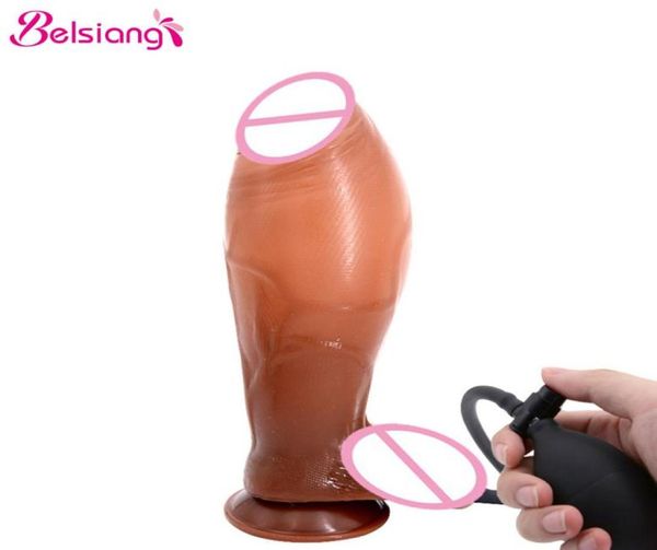 Belsiang Riesige aufblasbare Dildopumpe, großer Buttplug, Penis, realistisch, großer weicher Dildo, Saugnapf, Sexspielzeug für Frauen, Sexprodukte 2101933068