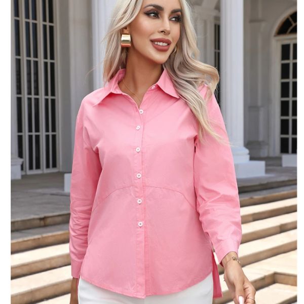 Camicia 2023 Spring Autumn Women Shirt Cotton Cashat Chave Casht Wlege Long Blouse Tops Fashion Spliced Women Abbigliamento Scegli sciolti