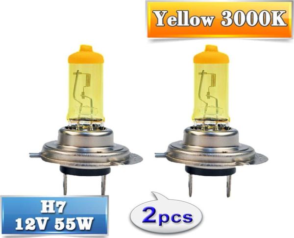 2 PCS1 Par Amarelo H7 Lâmpada Halógena 12V 55W 3000K Vidro de Quartzo Xenon Farol de Carro Auto Lamp7110815