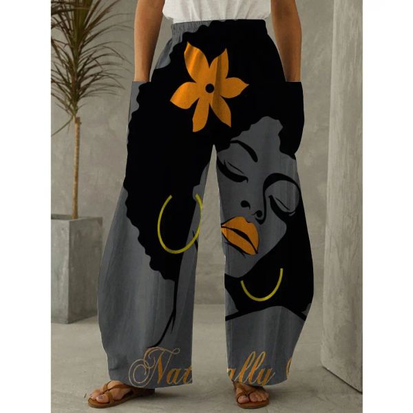 Capris Herbst Mode Modell Gesicht 3D Drucken Frau Hosen Lange Hosen Baggy Pantalon Frauen Elastische Taille Retro Laterne Mädchen Coole Hosen