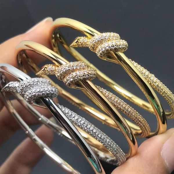 Bracciale di design tiffay e co prodotto con nodo con diamante V in oro dal design avanzato con personalità avanzata e corda a farfalla avvolta