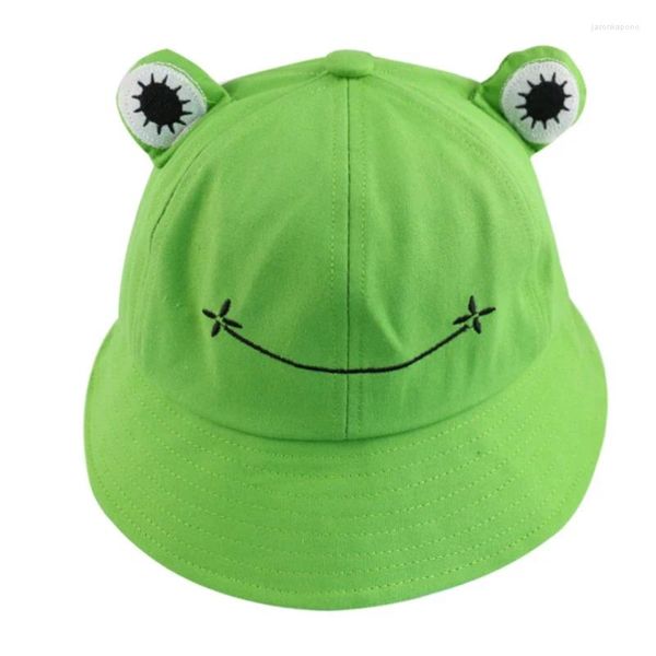 Berretti WZCX Cartoon Rana Pieghevole Cappello da Pescatore Estivo Moda Divertente Ricamo Tinta Unita Hip Hop Tappo per Bacino Donna