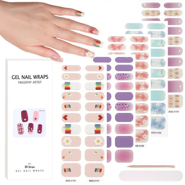 Prego de gel semi-curado envolve adesivo de cor transparente simples à prova d'água de longa duração adesivos de unhas de gel endurecem em lâmpada UV precisa 240301