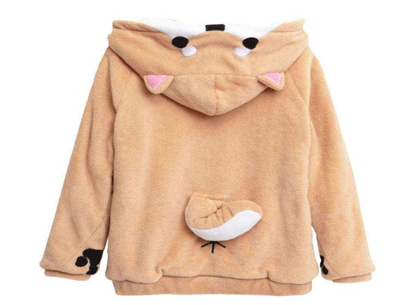 Akita Dog Ear And Tail Sweatshirt Plüsch Damen Raglan Hoodie Poleron Mujer 2021 Känguru Tasche Hoodie Pfoten Front Button Hoodie X071067597