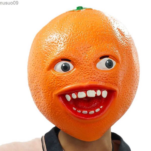 Maschere di design Maschera arancione fastidiosa Maschere di frutta realistiche divertenti Copricapo sorridente a pieno facciale Novità carina Costumi di Halloween Decorazioni per feste Puntelli