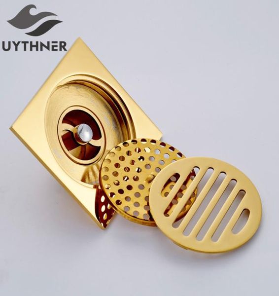 Uythner Badewannen-Bodenablauf, 1010 cm, goldfarben, für Badezimmer, Dusche, quadratisches Abflusssieb, Factory Direct, Badezimmer-Ablaufboden, T2007158345028