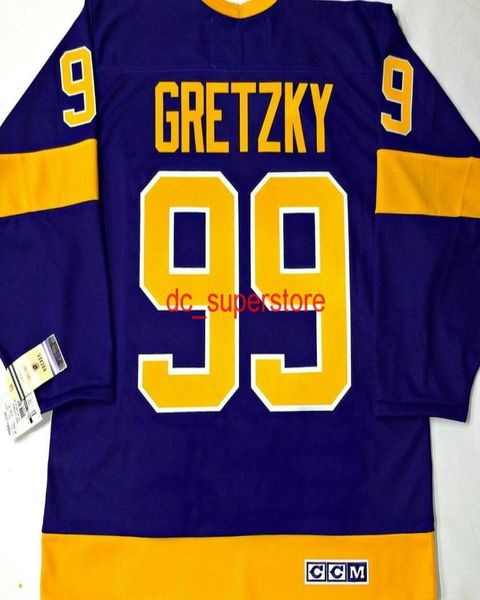 Barato personalizado VINTAGE WAYNE GRETZKY LA KINGS HOME CROWN CCM HOCKEY JERSEY Stitch adicionar qualquer número nome HOMEM KID HOCKEY JERSEYS XS5XL6040637