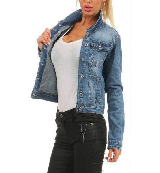 Nibesserinnen Frauen Franed Denim Bomber Jean Jacket Basic Button Up Lady Casual Vintage Outwear Herumn weibliche Modelle Streetwear8163744