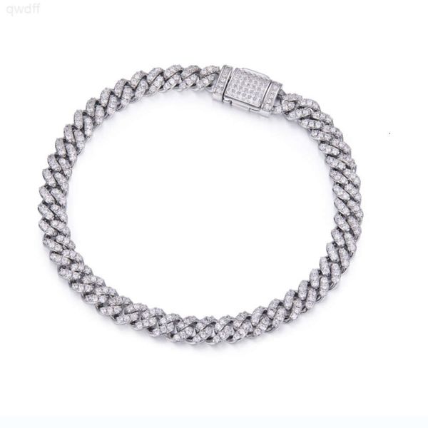 Iced Out Hip Hop 925 Prata Homens Moissanite Barato Tênis Pulseiras Pulseiras Moissanite Corrente Cubana