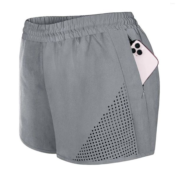 Shorts femininos casuais com bolsos de forro cintura elástica mini calças curtas mujer primavera verão esporte treino yoga solto cortos