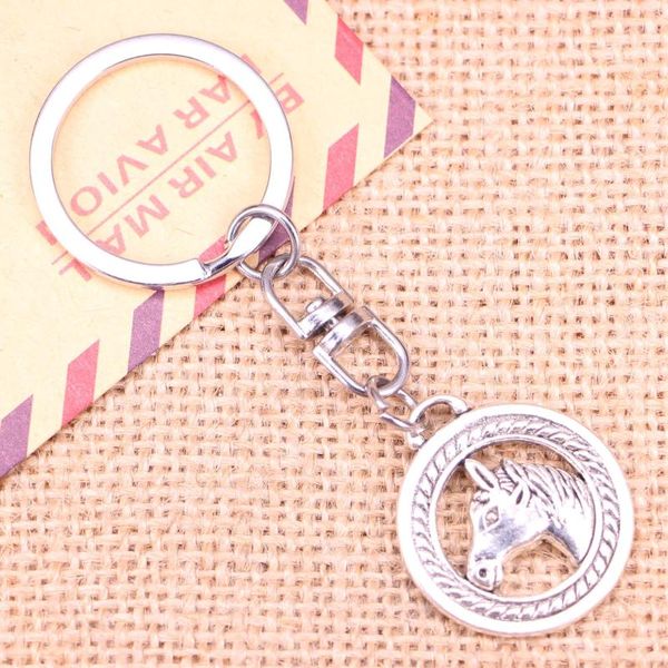 Schlüsselanhänger 20 stücke Mode Keychain 25mm Kreis Pferdekopf Anhänger DIY Männer Schmuck Auto Schlüssel Kette Ring Halter Souvenir für Geschenk