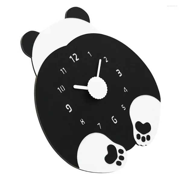 Relógios de parede Relógio Decoração na moda Pendurado Panda Mute Kids' Room Acrílico Criança Vivendo para Casa