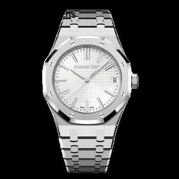 Vestido feminino AP Watch Royal Oak Series 15510ST Precisão Aço Branco Placa Mens Moda Lazer Negócios Esportes Relógio Mundial Relógio de Luxo Conjunto Completo