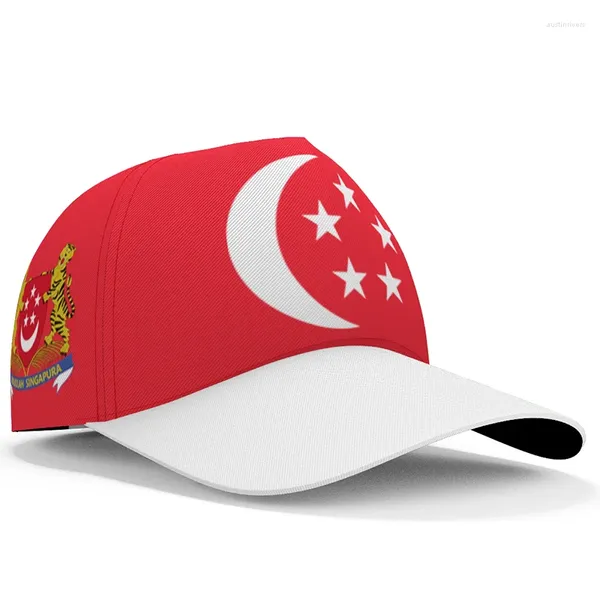 Bonés de bola Singapura Beisebol Grátis 3D Custom Made Nome Número Equipe Logotipo SG Chapéu SGP País Viagem Malay Nation Singapura Bandeira Headgear