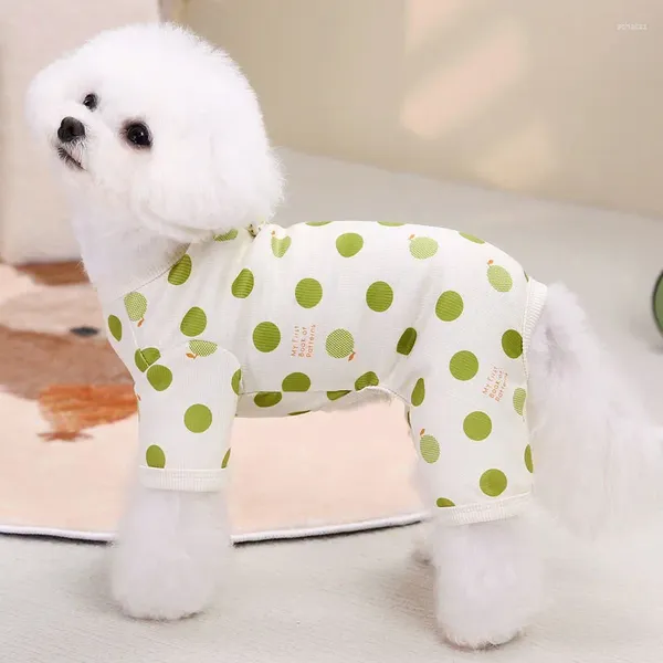 Vestuário para cães Padrão de pontos 4 pernas com capuz Pijama Roupas Est Pet Onesie Pijamas para cães pequenos Laranja Verde Cachorrinho Macacão Pijamas Teddy