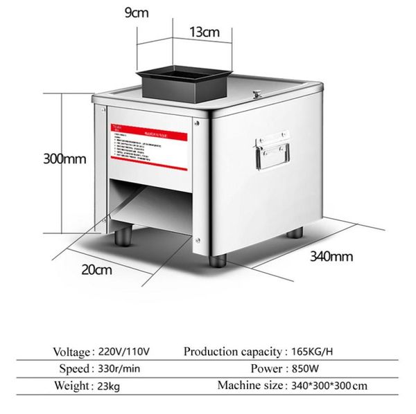 Máquina moedora de carne 220v, fatiador rápido elétrico, triturador comercial, corte automático em aço inoxidável, peças de corte 2587648