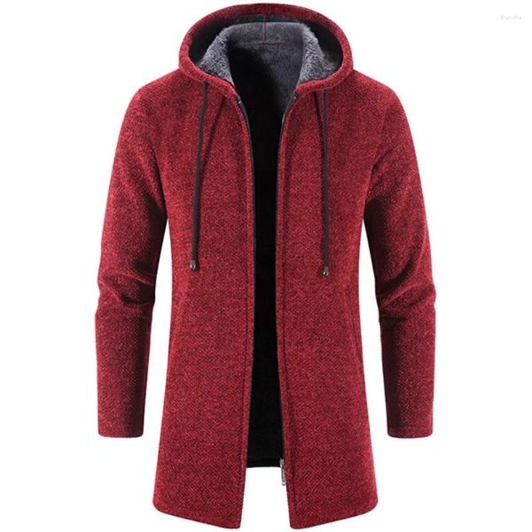 Trench da uomo Autunno Inverno Giacca in pile da uomo 2024 Cardigan Ciniglia Cappotto lungo Giacca a vento Felpa casual da esterno Felpa con cappuccio