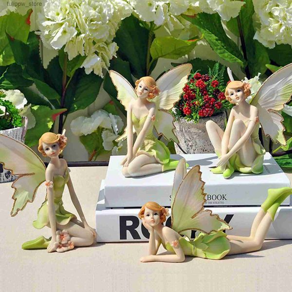 Dekorative Objekte Figuren Harz Blume Fee Statuen Kunst Ornament Miniatur Fee Figur Handwerk Urlaub Geschenk Wohnkultur für Garten InnenhofL240306