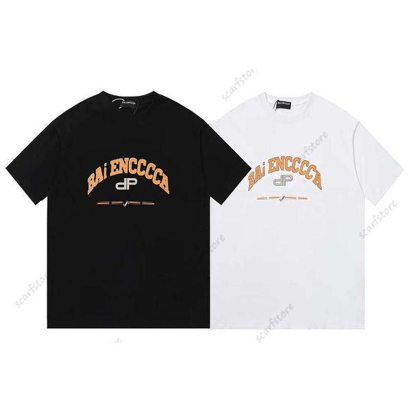 Alta versão b moda de luxo novo produto três cores carta impressa camiseta versão verificada verão casal solto manga curta