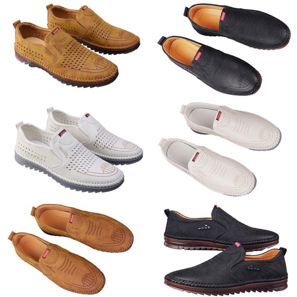 Freizeitschuhe für Herren, Frühling, neuer Trend, vielseitige Online-Schuhe für Herren, rutschfeste, weiche Sohle, atmungsaktive Lederschuhe, Schwarz, 41