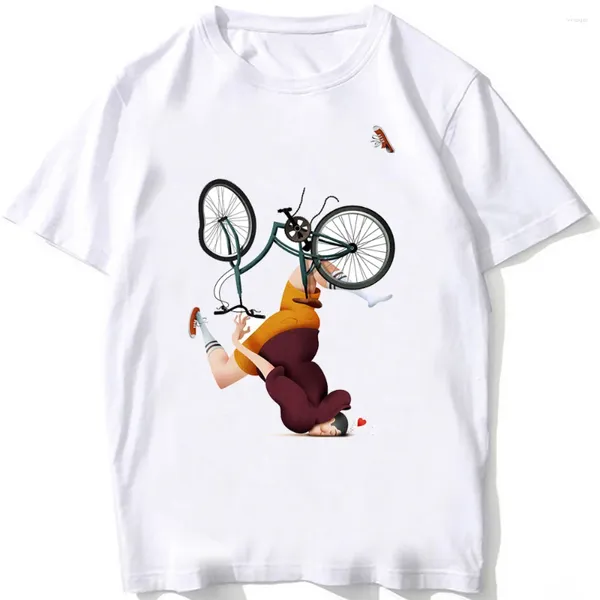 Homens Camisetas Engrenagem Fixa Bicicleta Ciclismo T-shirt Homens Manga Curta Passeio de Bicicleta de Estrada Queda Constrangimento Desenhos Animados Camiseta Hip Hop Menino Casual Tees