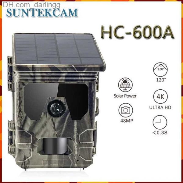 Câmeras de caça Suntek HC-600A 20MP 1080P Câmera externa com painel solar Monitoramento da visão noturna infravermelha Rastreamento de armadilhas da vida selvagem Q240306