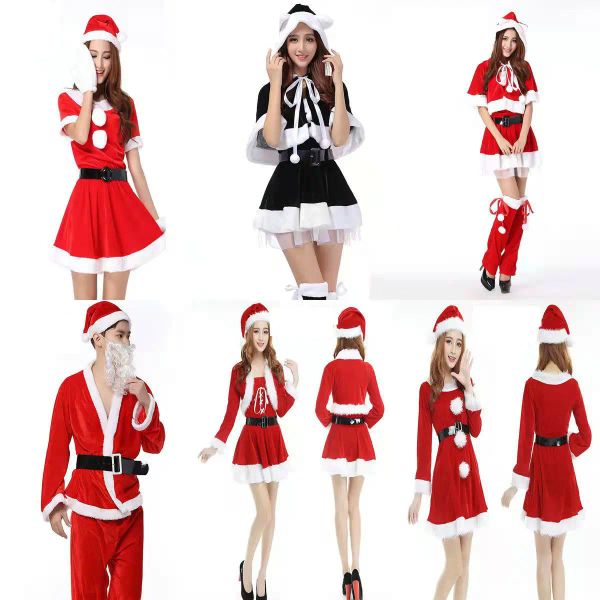 Vestido de natal vestido menina coelho saia sexy feminino cosplay trajes de dança de natal bonito trajes de papai noel palco mostrar vestido