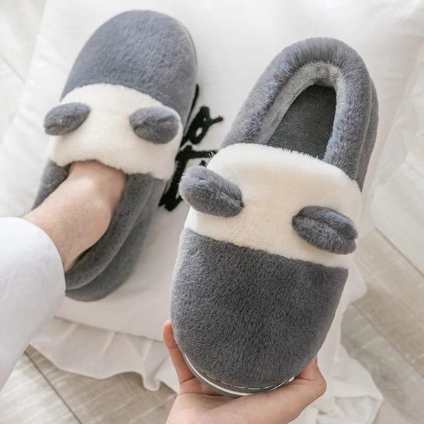 Chinelos WTEMPO Animais Bonitos Torradas de Inverno Mulheres Quentes Pelúcia Interior Casa Não-Slip Sola Grossa Sapatos Peludos para Casais