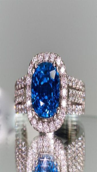 Anéis de casamento na moda moda cobre azul zircão anel de noivado punk luxo zircônia cúbica promessa para mulheres valentines3301148