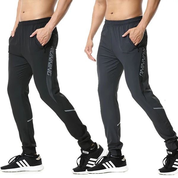 Pantaloni da corsa da uomo con cerniera Riflettente Calcio Calcio Pantaloni sportivi Allenamento sportivo Legging da jogging Pantaloni da palestra 240228