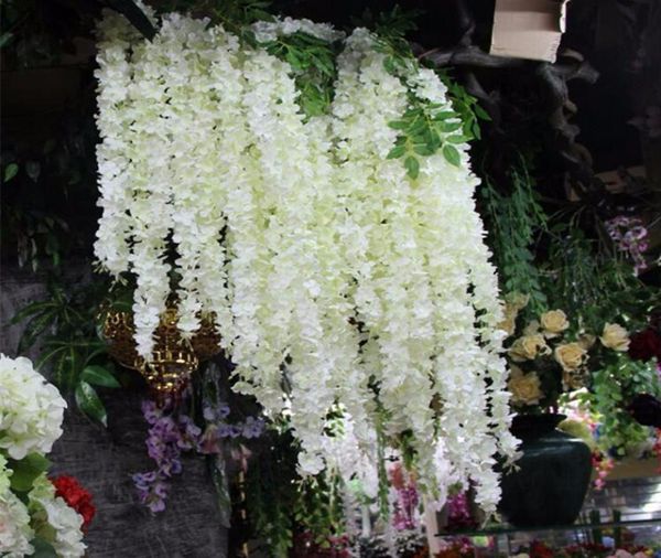 Da 55 a 145 cm a tema bianco lungo tema artificiale fiore vite idrangea wisteria rattan crittografia design per ornamento sospeso a casa6115715