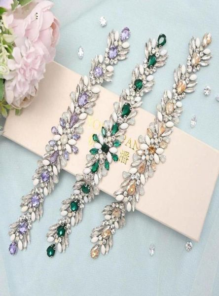 Hochzeitsschärpen, luxuriöser grüner Strass-Brautgürtel, Perlengürtel für Abendformelle Kleider, individuell, lila Diamant, dekorativ1898194