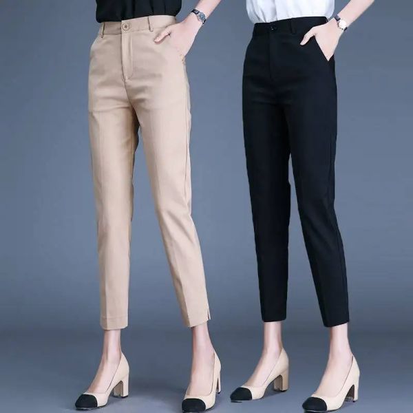 Capris Office Lady Suit de calça clássica Mulheres Khaki Black Work Pantalones Spring High Salp Skinny Lápis Troushers Elegant Capris 8591cm