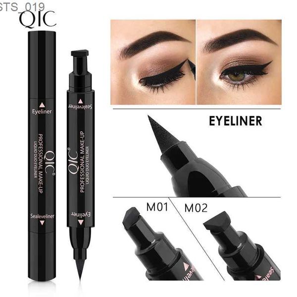 Lidschatten/Liner-Kombination Qic Make-up Eyeliner Stempel Stempelpen Katze Augen Doppelköpfige geflügelte Augen Liner Vorlage 2 Größen Versiegelung Eyeliner Make-up Kosmetikwerkzeug Stift