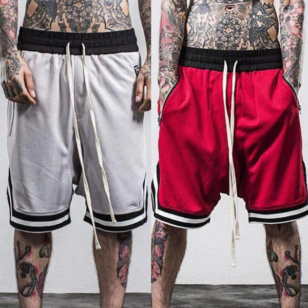 Calções masculinos casuais hip hop malha solta roupas esportivas respirável basquete calças curtas verão masculino ginásio fitness