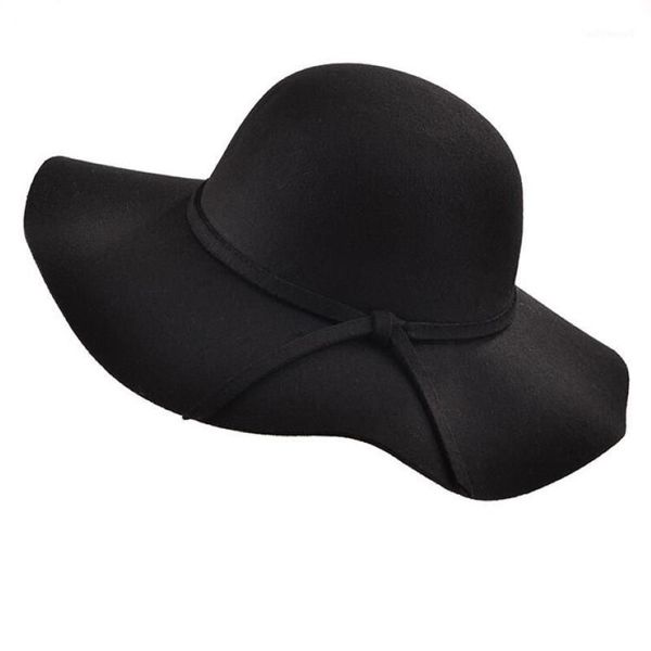 2020 simples vintage retro crianças criança menina chapéus fedora lã feltro esmagável aba larga cloche floppy sol pai-filho praia cap1244f