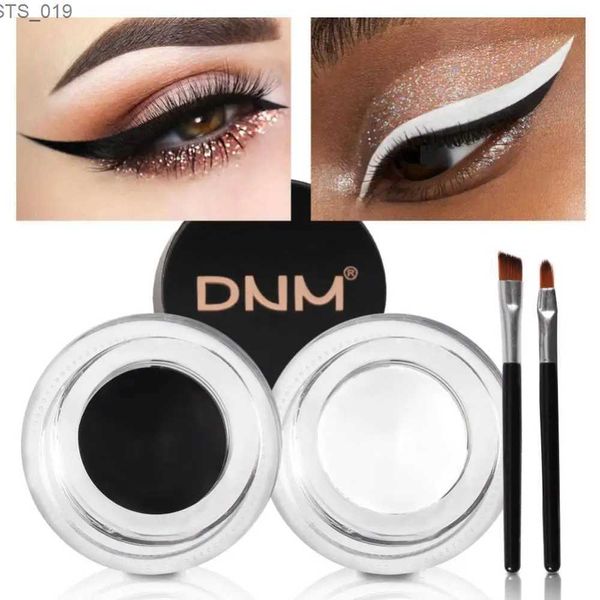 Ombre/rivestimento per ombre/fodera 2pcs bianco + gel nero eyeliner make up cosmetici impermeabili set maquiagem per il maquotem con 2 pennelli con 2 pennelli