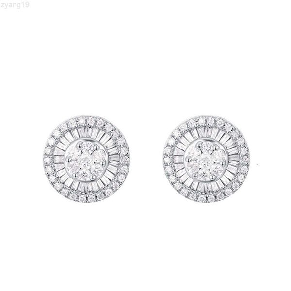 2023 Hotsale Gioielli classici 14k 18k Oro reale Diamanti Baguette Orecchini con perno per le donne Diamanti naturali Cerchio in oro bianco 1pz