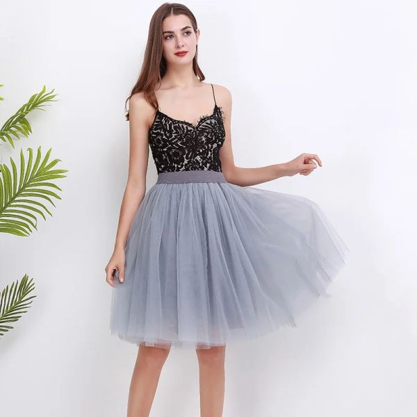 Vestidos novos inchados em camadas tutu tule saias das mulheres cintura alta midi na altura do joelho chiffon saia jupe feminino tutu saias faldas saia