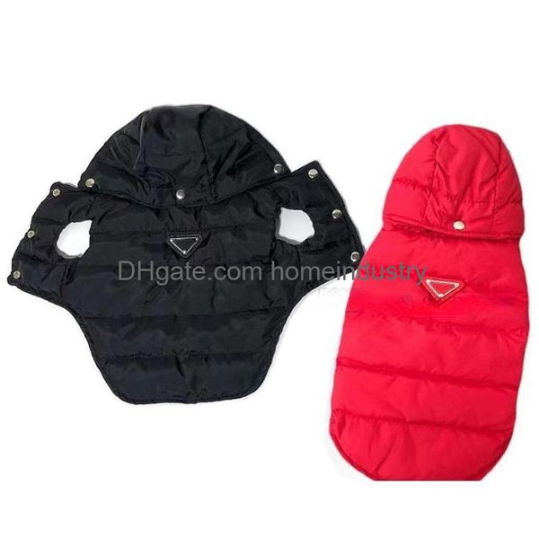 Designer roupas para cães inverno vestuário à prova de vento cães hoodie impermeável filhote de cachorro casaco de algodão forrado quente animais de estimação jaqueta tempo frio pet colete f dhuik