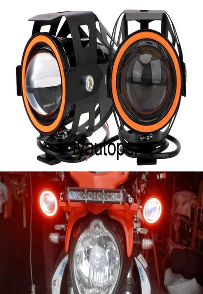 125W LED Motosiklet Angel Eyes U7 Far Spotları Evrensel 2pcsset Motosiklet Farları Motosiklet Led Yardımcı Lamp4794235