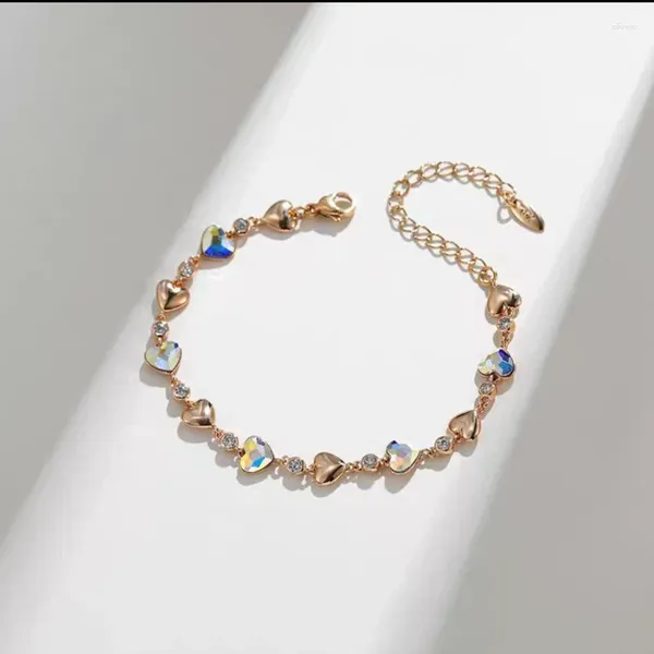 Charm Bilezikler Kadın Mücevherleri Avusturyalı Kristal ile Yapılan Kızlar Günlük Giyen Bijoux Giyen Kalp Tasarımcısı Bayanlar Bilezik Hediyesi