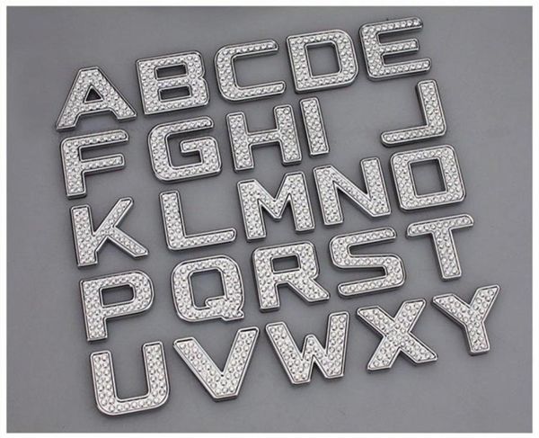 FAI DA TE Di Lusso Di Cristallo Del Diamante Del Metallo Numeri Lettere 3D Adesivi Per Auto Decorazione Accessori Forbmw Vw Golf 4 5 685997593682822