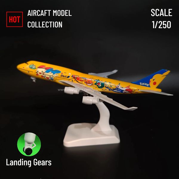 Scala 1 250 Modello di aereo Pressofuso in metallo GIAPPONE ANA B747 Replica Aereo Aviazione Casa in miniatura Arte Kid Fidget Boy Toy 240223