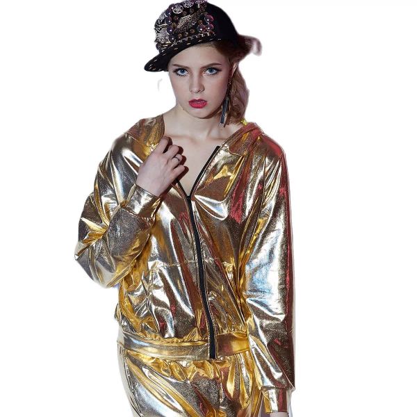 Jacken Frühling Herbst Frauen Gold Bomber Jacke Bühnenbühnenaufführung Paillette Feminina Casaco Hip Hop Tanzmantel