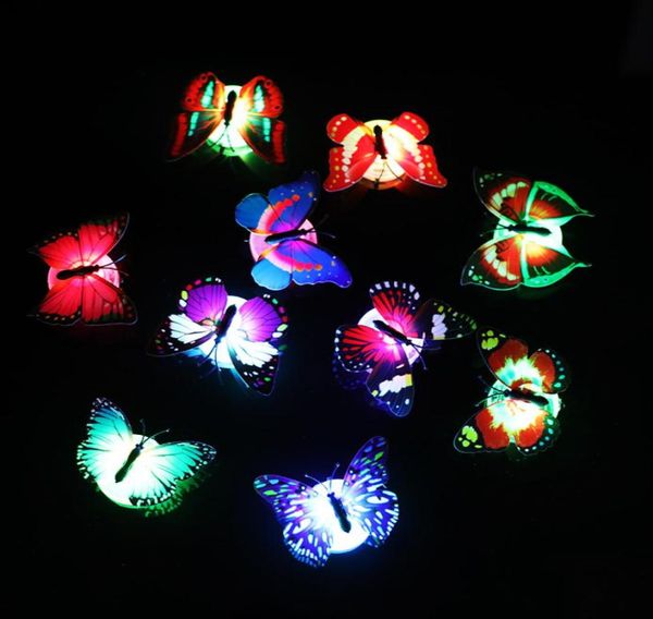 Decoração criativa cor aleatória colorido luminoso led borboleta luz noturna brilhante libélula bebê crianças quarto lâmpada de luz parede 4115523