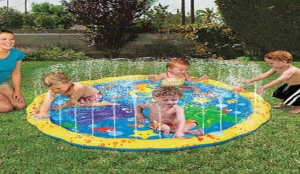 100 cm Sommer Children039s Outdoor Spielen Wasser Spiele Strand Matte Rasen Aufblasbare Sprinkler Kissen Spielzeug Kissen Geschenk Spaß Für Kinder B6845293