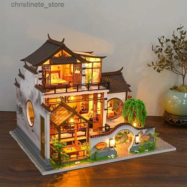 Architettura/Casa fai-da-te Casa delle bambole fai-da-te fatta a mano Piccola villa Regali Ragazza a San Valentino Natale Puzzle per bambini Giocattoli Regali di compleanno Decorativi