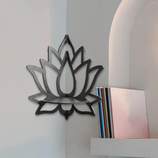 Placas decorativas flutuante prateleira de canto exibição estética flor de lótus espiritual para o quarto decoração da parede armazenamento casa cozinha banheiro